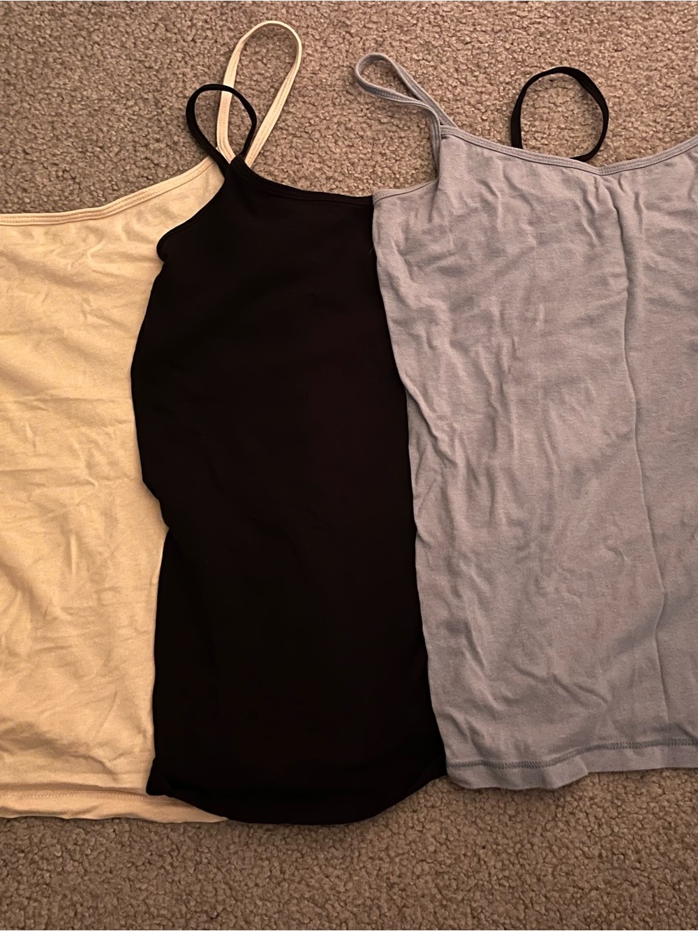 Aeropostale Women's Spaghetti Strap Camis - Black, Light Blue, Cream